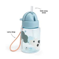 Drikkedunk m/sugerør - Tiny farm - Blå - 280 ml