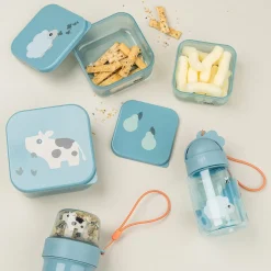 Drikkedunk m/sugerør - Tiny farm - Blå - 280 ml