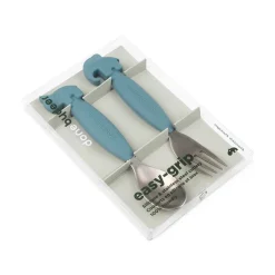 Easy-grip ske- og gaffelsæt - Deer friends - Blå