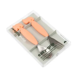 Easy-grip ske- og gaffelsæt - Deer friends - Koral