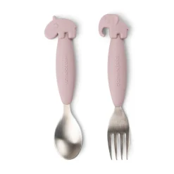 Easy-grip ske- og gaffelsæt - Deer friends - Pudder