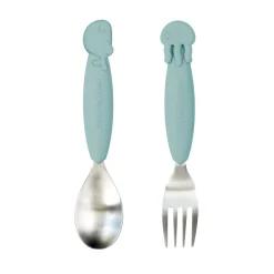Easy-grip ske- og gaffelsæt - Sea Friends - Blå