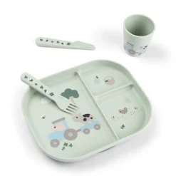 Foodie spisesæt m/sugekop Tiny farm Grøn