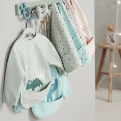 Hagesmæk m/ærmer og lomme - Happy dots - Blå