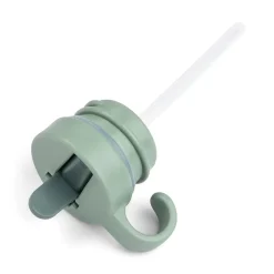 Låg & sugerør - Metalflaske - Croco - Grøn