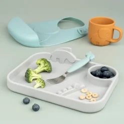 Peekaboo inddelt tallerken - Deer friends - Grå