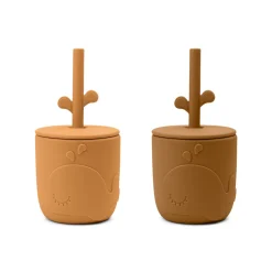 Peekaboo sugerørskop 2 stk. - Wally - Mustard