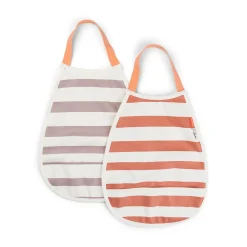 Pull-over hagesmæk 2-pak - Striber - Papaya/Pudder