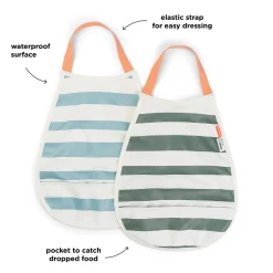 Pull-over hagesmæk 2-pak - Striber - Blå/Grøn