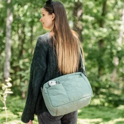 Quiltet barnevognstaske - grøn