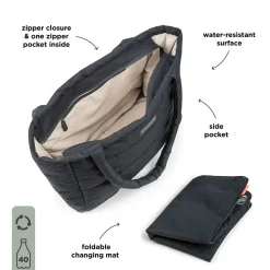 Quiltet pusle tote bag - Sort