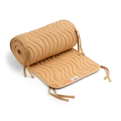 Quiltet sengerand m/bindebånd - Waves - Mustard