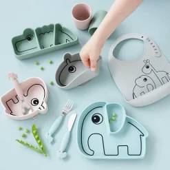 Silicone Stick&Stay tallerken - Elphee - Blå