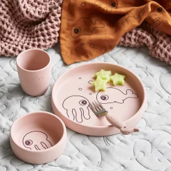 Silikone spisesæt - Sea friends - Pudder