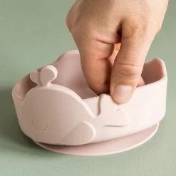 Silikone Stick&Stay skål & babyske - Wally - Pudder