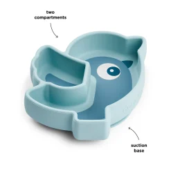 Silikone Stick&Stay snacktallerken - Birdee - Blå